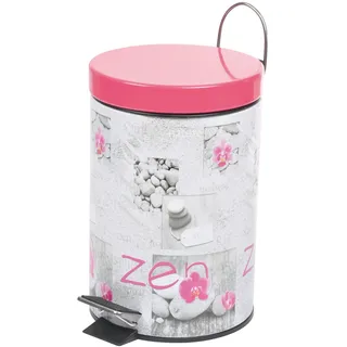 Douceur d 'Intérieur Zen Spirit Abfalleimer 17 x 17 x 26 cm, Metall, Métal Rose/Gris, Ø17*H26cm