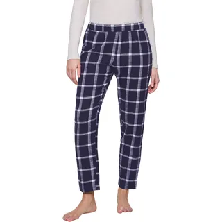 Loungehose TRIUMPH "Mix & Match Tapered Trouser Flannel 02 X", Damen, Gr. 42, N-Gr, grau (grau combination), Flanell, Obermaterial: 100% Baumwolle, lang, Hosen Loungehose, angenehm weich, Karo-Muster