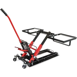 Wiltec Hydraulik-Heber 3 in 1, Motorradheber bis 300 kg, Quad Hebebühne Hubhöhe bis 53 cm, Mobile Hebebühne für ATV, Rasenmäher, Motorräder