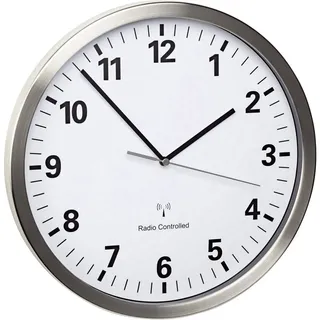 TFA Funk Wanduhr 30,5 cm 60.3523 silber