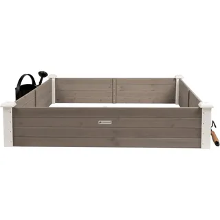 wondermake® Hochbeet Umrandung 120 x 120 x 26,5 cm Grau/Weiß
