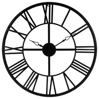 Atmosphera Créateur d'intérieur® Große schwarze Metalluhr - 70 cm - Wanduhr - Römische Ziffern - Industrie - Retro - Klassisch - Schwarz