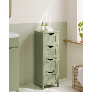 VASAGLE Badezimmerschrank, Badschrank, Beistellschrank mit 4 Schubladen, 30 x 30 x 82 cm, für Badezimmer, Wohnzimmer, Esszimmer, Küche, modern - Grün