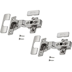 GTV - 2 x Hydraulisches Scharnier ECHC, Twin - Scharnier mit Dämpfung - Mittelanschlag - Montageplatte H=0 mit Euroschrauben - stilles Schließen - Möbelscharnier Topfscharnier Schranktürscharnier