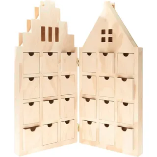 Adventskalender "Haus", aufklappbar - Beige