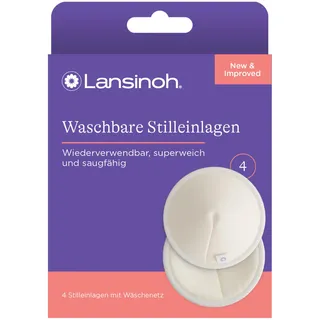 Lansinoh Waschbare Stilleinlagen - 4 Stück inkl. Wäschenetz - ultrasaugfähig - superweiche Innenseite aus Bio Bambus - wiederverwendbar & umweltfreundlich