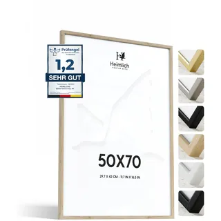 Heimlich® – Bilderrahmen – 50x70 cm, Eichenholz – Großer DIY-Collage-Rahmen mit Folienabdeckung – Nur zur Wandmontage