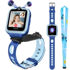 Bild Kinder Smartwatch mit GPS Telefon Uhr, 4G WiFi Videoanruf Smart Watch mit 360°Drehbar & Dual-Kamera SOS, Schrittzähler, Weihnachten Geburtstag Spielzeug Geschenke für Kinder Jungen Mädchen
