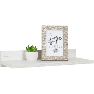 RICOO Wandregal 45 x 8 x 19 Eiche weiß, Spanplatte aus Holz, Hängereral WM056-EP, Regal Wand, Bücherregal Bilderregal Fotoregal Küchenregal Hängend Wandboard Regalbrett Schweberegal