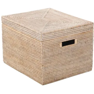 Kouboo La Jolla Rattan-Boxkorb, weiß gewaschen