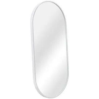 [en.casa] Wandspiegel Corato 40x80cm Badezimmerspiegel Badspiegel Schminkspiegel Hängespiegel Ellipsen-Form Wandmontage Weiß Glas, 38.4x2.8x78.4 cm, Spiegel, Wandspiegel