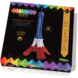 CreativaMente Creagami 3178743 Origami 3D, Papierskulptur Eiffelturm in französischen Farben, Bastelset für Erwachsene und Kinder ab 8 Jahren, 1100 Teile