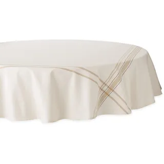 DII Französische Streifen Esstisch-Kollektion – Tischdecke im Landhausstil, rund, 178 cm, Weiß Chambray