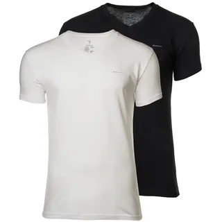 GANT Herren. 900012018 Set 2 V-Ausschnitt-T-Shirts schwarz, weiß (XXL), Lässig, Baumwolle, Kurzarm