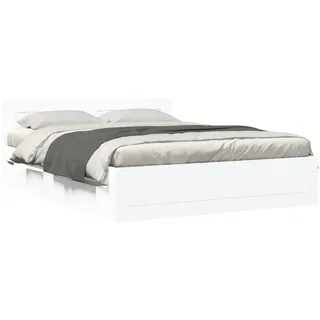 vidaXL Bettgestell mit Kopfteil ohne Matratze Weiß 160x200 cm - Weiß