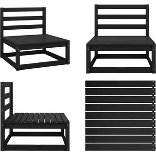 vidaXL Garten Mittelsofa Schwarz Kiefer Massivholz - Mittelsofa - Mittelsofas - Holz-Mittelsofa - Holz-Mittelsofas - Schwarz