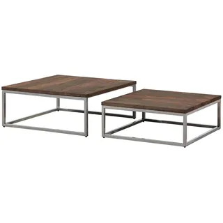 MASSIVMOEBEL24.DE Couchtisch 2er-Set Sheesham braun geölt LOUNGE COLLECTION #01 - Braun