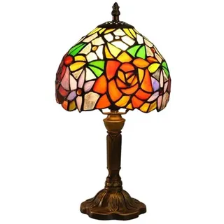 Antikes Glas-Lampe 20 cm - Schönes Glas in Messing-Lampe für Wohnzimmer, Schlafzimmer und Arbeitszimmer - Rot