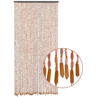 Garbenat Bambusvorhang - 90 x 200cm Perlenvorhang 52-Zeilen Hängender Teilervorhang Retro Bambusspan Perlen Türvorhang Baumwollfaden Seilvorhang Dekovorhang - Holz, Kaffee