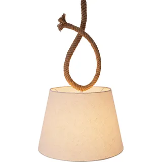 Näve Leuchten Pendelleuchte "ROPE" Ø: 35cm Pendelleuchte "ROPE" Ø: 35cm Pendelleuchten - Pendelleuchte "ROPE" d: 35cm, Hängelampe im Landhaus Stil, aus Metall und Textilmaterial in natur, 145 cm hoch, Ø 35 cm, E27-Fassung