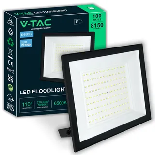 V-TAC LED Strahler Außen 100 Watt – [E-Series - Hochleistung, Niedriger Verbrauch] – Super Slip Design - 8150 Lumen – IP65 – Flutlicht für Haus, Garage & Lager – Außenlampe - Kaltweiß 6500K