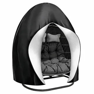 LOPYXBR Hängesessel Abdeckung 230 x 200cm, 420D Oxford Gewebe Schutzhülle Hängesessel Outdoor mit Reißverschluss, Zugband, Abdeckplane groß für Egg Chair und Schwebesessel (Schwarz)