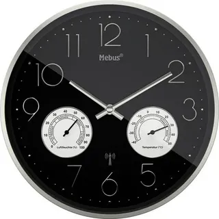 Mebus 12988 Funk Wanduhr 30 cm x 30 cm x 30 cm x 4.5 cm Silber