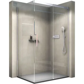 Bernstein Duschkabine mit Schiebetür Eckdusche DX906 FLEX Chrom - Dusche Schiebetür x Breite: 120x90cm Duschglas aus 8mm ESG Klarglas mit NANO-Beschichtung