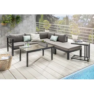 Gartenlounge-Set DESTINY "ARENAL", grau (anthrazit), H:65cm T:224cm, Aluminium, Sitzmöbel-Sets, Gartenlounge-Set, Aluminium