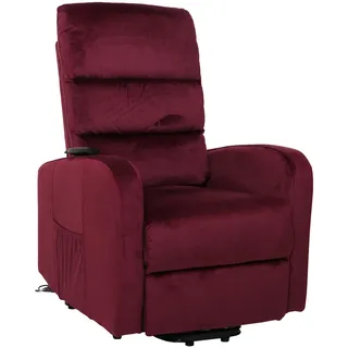 Mendler Fernsehsessel HWC-K62 Chenille 72 x 108 x 0 cm Rot mit Liegefunktion elektrisch