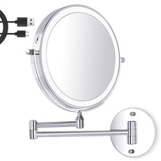 Amelar Wiederaufladbar Kosmetikspiegel 1X/10X Vergrößerung mit LED Beleuchtetung, 3 Farben Dimmbarer Schminkspiegel mit Touchschalter, Rasierspiegel 360° Drehbar für Badezimmer und Hotel