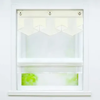 Joyswahl Voile Ösenrollo Modernes Raffrollo mit farbigem Abschluss »Anita« Wohnzimmer transparentes Raffrollo mit Hakenaufhängung, ohne Bohren BxH 80x140cm Beige 1er Pack