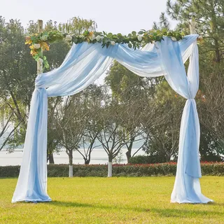 Pony Dance Vorhang für Hochzeit – Vorhänge, Schal, weich, Querbehang, romantisch, transparent, Tüll, für Dekoration, Hochzeitsbogen, L 152 x H 548 cm, Hellblau Farbverlauf, 1 Stück