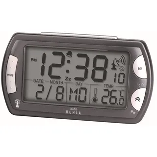 UMR UMR Funkwecker mit großen LC-Display, Kalender, Temperatur- und Funksignalanzeige, grau - Schwarz
