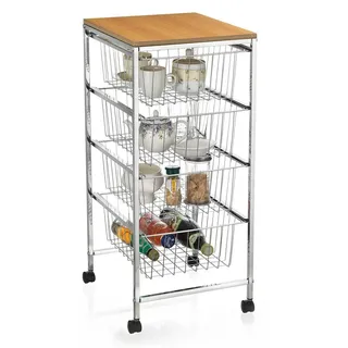 CARO-Möbel Küchenwagen Ronja , Chromfarben , Holzwerkstoff , Mode , 34x76x36 cm , Esszimmer, Servierwagen