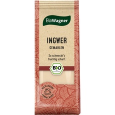 BioWagner - Bio Ingwer gemahlen | fruchtig-scharfer Geschmack für Curry-, Wokgerichte oder Desserts | naturbelassene Bio-Zutaten | recyclebare Verpackung | 30 g