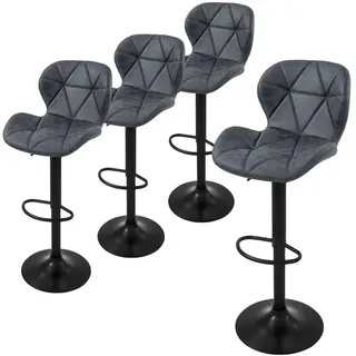 ML-Design 4er Set Kunstleder, anthrazit - Anthrazit , Metall , 41x110x47 cm , Esszimmer, Barmöbel, Barhocker