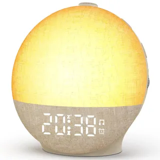 Te-Rich Tageslichtwecker Sonnenaufgang Wecker mit 7 sanfter Alarmtönen, 30 Naturgeräuschen, Geschenk für Jugendliche, Kinder und Erwachsene, Lichtwecker mit 12 Farbwechsel, stufenlos dimmbare Anzeige