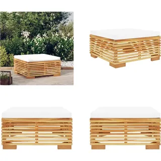 vidaXL Gartenhocker mit Creme Kissen Massivholz Teak - Gartenhocker - Fußhocker - Garten Fußhocker - Garten Ottomane - Creme