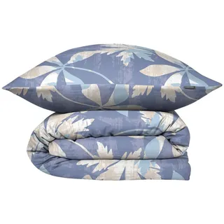 SCHIESSER Vera Floral Baumwolle Blau 135 x 200 cm + 80 x 80 cm