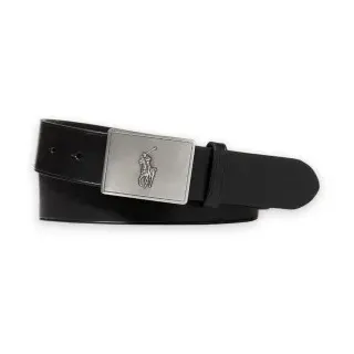 Polo Ralph Lauren für Herren. 405691693001 Ledergürtel mit schwarzer Pferdeplakettenschnalle (40), Lässig, Klassisch