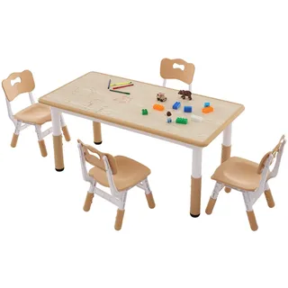 Vevor Kindersitzgruppe 4 Kinderstühle 1 Tisch 48,2-57,2 cm / 27-31 cm mehrfarbig