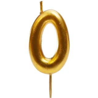 dekora - Geburtstagskerzen Zahlen Gold, (Zahl 0) 7,5 cm für Kuchen und Torte, Kuchenkerzen Geburtstag, Hochzeit, Jubiläum und Feiern, Tortendeko