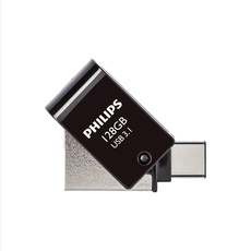 Philips 2-in-1 OTG Edition Ultra Speed USB-C/USB 3.1 duales USB-Flash-Laufwerk 128 GB für PC, Laptop, Computer, (Android) Smartphone, Tablet, Ultra Small, Lesegeschwindigkeit bis zu 180 MB/s