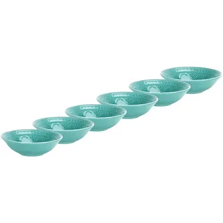 Butlers Dipschalen 6er-Set Sumatra 200 ml , Türkis , Keramik , 14x4x14 cm , Geschirr, Schalen & Schüsseln