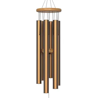 Nalulu, großes Windspiel, 89 cm, goldfarben, modern, Tiefe, beruhigende Töne, Außendeko, handabgestimmte Metallklänge zur Entspannung, wetterfest, Geschenk für Terrasse, Garten, Zen-Bereiche