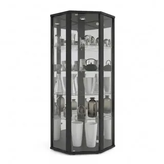 K-Möbel Eckvitrine 176 x 56,5 x 56,5 cm Schwarz
