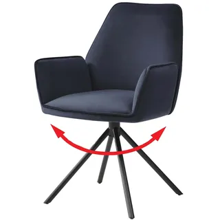 Mendler Esszimmerstuhl HWC-G67 Samt anthrazit-blau