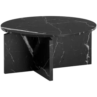 Wohnling Couchtisch Schwarz MDF Marmor 70 x 70 x 33 cm