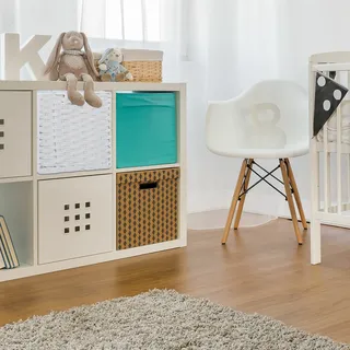 4x Aufbewahrungskorb - 31 x 32 x 30 cm - faltbar - geflochtener Korb - Kunststoff